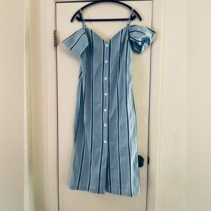 Else Côte d’Azur French Cotton Off The Shoulder Striped Coastalcore Midi Dress M